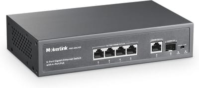 Gigabit PoE Switch met 4 Poorten, SFP Uplink en 75W Budget - AI Watchdog & QoS