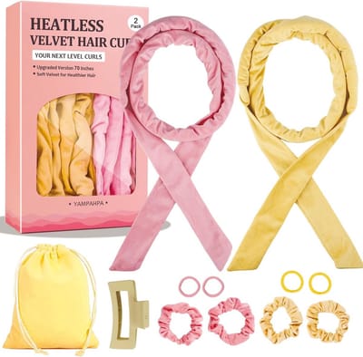 Hittevrije Krulstok - Haarrollers Set - Mooie Krullen Maken - Zacht Velours Materiaal - 2 Meter Lang - Roze