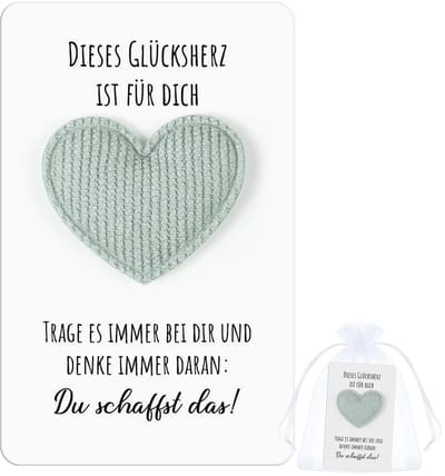 Dailygoods- Geluksbrengset - Inspirerende Cadeau - Geluksbrenger - Stoffen Hartje - Organza Zakje - Bemoedigend Kaartje "You can do it! - Gelukshanger