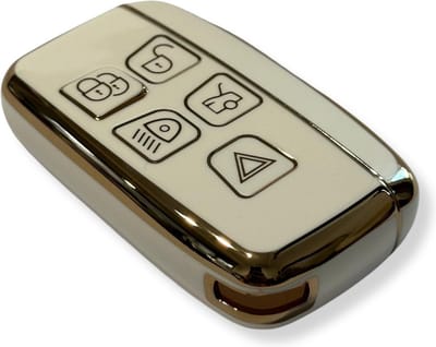 Sleutelcover voor Land Rover, Range Rover, Jaguar, Sleutelhoesje, Key Case for Land Rover, Range Rover, Jaguar, Autosleutel Hoesje Geschikt Voor Land Rover, Range Rover, Jaguar, Wit - Goud