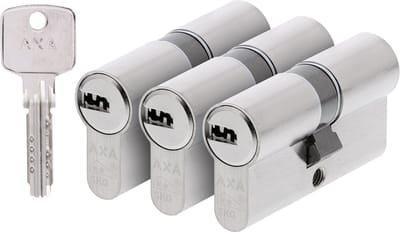 AXA Dubbel Cilinderslot - 30/30 mm - Comfort Security - Veiligheidscilinder Vernikkeld - SKG2 - incl. 9 (keer)sleutels