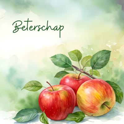 Beterschapskaart – Appels – Dubbele wenskaart 13x13 cm – Stevig 300 grams wit papier – Inclusief kraftkleurige envelop – FSC