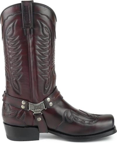 Mayura Boots Indian 2471 Bordeaux/ Cowboy Biker Laarzen Heren Vierkante Neus Platte Hak Afneembaar Spoor Echt Leer Maat EU 40