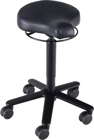 Biker zadelkruk leer Graphite- zwarte gaslift en kruispoot - leder bekleding – kleur Graphite