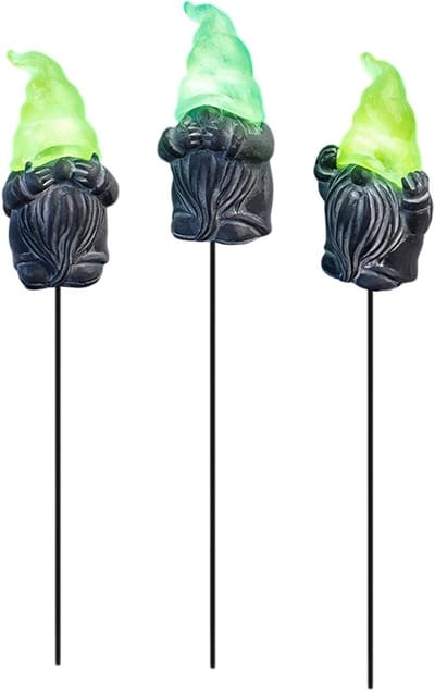 Tuinstaken Set - Decoratieve Ornamenten - Tuin Verfraaien - Zonne-energie Verlichting - 3-Delig - Groen