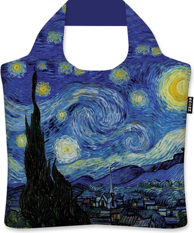 Ecozz - Vincent van Gogh - de Sterrennacht - Starry Night - 100% gerecycled (rPet) – Öko-Tex - Voorzien van rits - Afsluitbaar - Opvouwbare boodschappentas - Waterresistant – Shopper - Ecovriendelijk - Duurzaam - Draagtas - Ecoshopper