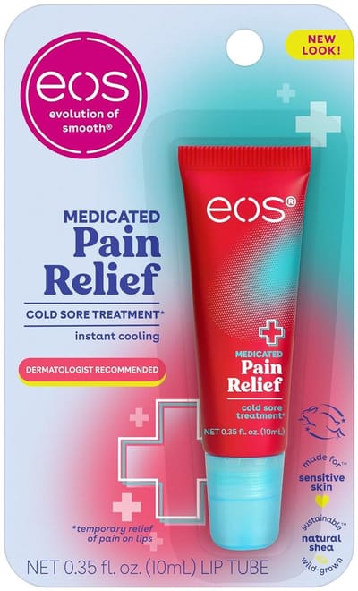 eos Medicated Lip Balm - Lip Care to Repair and Protect Chapped and Dry Lips | Instant Cooling and Pain Relief, 10ml
