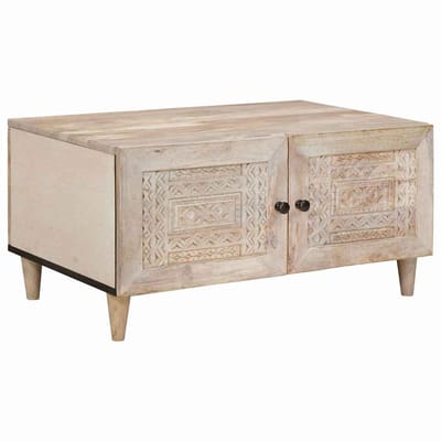 vidaXL - Salontafel - Wit - 80 - x - 54 - x - 40 - cm - Bewerkt - hout