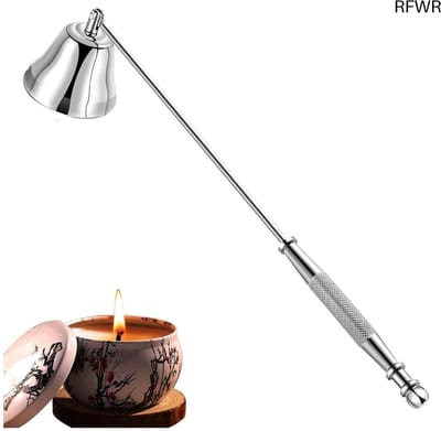 RFWR® Kaarsenblusser met Lange Handgreep van Roestvrij Staal - Elegante Zilveren Kaarsblusser voor Veilig Gebruik