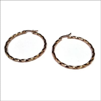 Aramat Jewels | Oorringen | Elegante Stalen Oorringen gedraaid | Gedraaid-40x2mm | |3mm | Staal | Volwassenen | Verkleurd niet