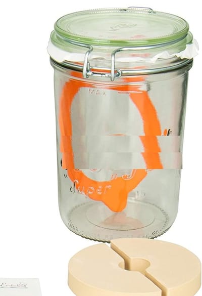 Famanu - Le Parfait draadbeugelglas 750 ml (incl. rubberen ring, glas voor fermenteren/inmaken, inmaakglas met receptenboek) 44839