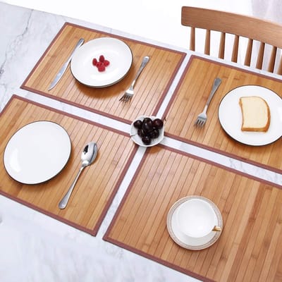 Candala Bamboe placemats voor eettafel, placemats set van 4, vlekbestendig, hittebestendig, placemats, duurzame en stevige eetkamermatten voor keukentafel