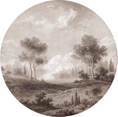 Badmat rond 70x70 cm - Antislip - Klassiek - Landschap - Neutraal - Badmatten voor badkamer - Badkamermat - Douchemat - Ronde badkamer mat