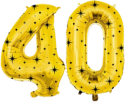 BTH - Helium Ballon - 40 - Goud-Zwart - Ballonnen - Cijfer Ballonnen - Verjaardag - Decoratie - Versiering - Folieballon