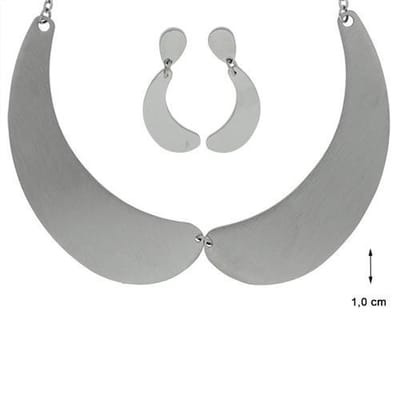 Blinx Jewels Stalen Hanger Design Ketting incl. Oorbellen