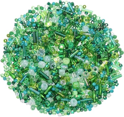 Kralen om te rijgen, 1-4mm armbandkralen Kerstmis gemengde kralenstel, mini glazen tussenkralen voor armbanden kerstcadeaus zelf maken DIY groen
