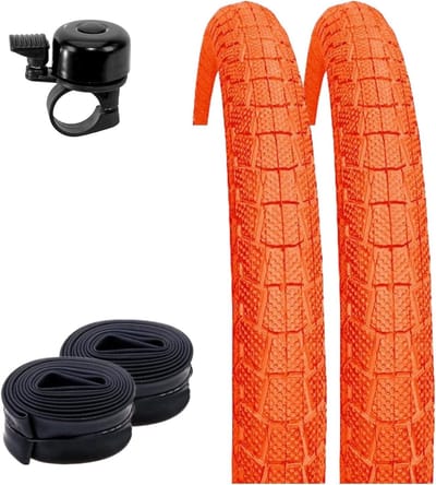 BMX Fietsbanden Set - Fietsjas Buisbanden - BMX Gebruik - Oranje Kleur Detail - 20 x 1.95 inch - Oranje