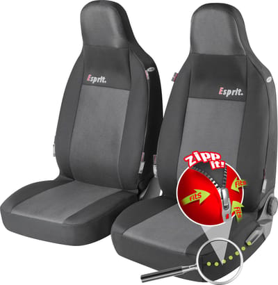 Walser ZIPP IT Premium Esprit autostoelhoezen voor 2 voorstoelen met ritssysteem - highback zitplaatsen