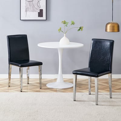MIVRAY Eetkamerstoelen Set Van 2 - Minimalistisch Comfort - Voor Eetkamer En Woonkamer - Kunstleer En Metaal - Zwart