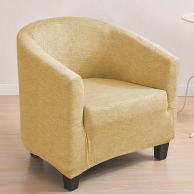 Elastische All-inclusive Halve Cirkel Kleine Eenpersoons Bankhoes Koffieshop Wijn Gastenkamer Print Antislip Bankstoelhoes beige