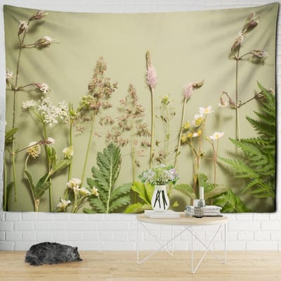 Plantenbloem Wandtapijt Wandhanger Psychedelisch Natuurlijk Ins Eenvoudige Boheemse Stijl Kunst Hippie Slaapkamer Woondecoratie 200x150cm