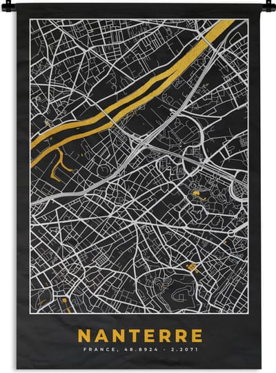 Wandkleed - Wanddoek - Stadskaart – Frankrijk – Kaart – Nanterre – Plattegrond - 120x180 cm - Wandtapijt