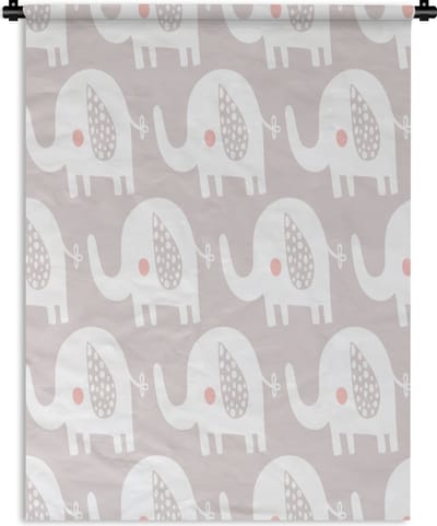 Wandkleed - Wanddoek - Olifant - Design - Stippen - 90x120 cm - Wandtapijt