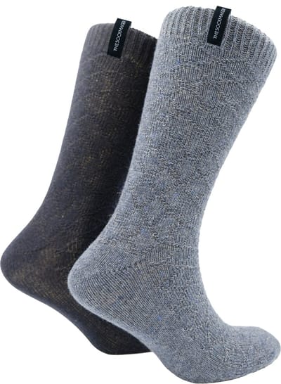 The Sockmaker sokken heren 41-46 - 2-pack Wool Boot - duurzaam - Argyle - Indigo and Navy