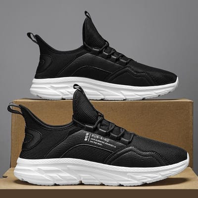 Heren Sneakers Stijlvolle Grote Maten Casual Sneakers Comfortabele Antislip Platformschoenen Hardloopschoen Man Hoge Kwaliteit Off White Schoenen 46 zwart