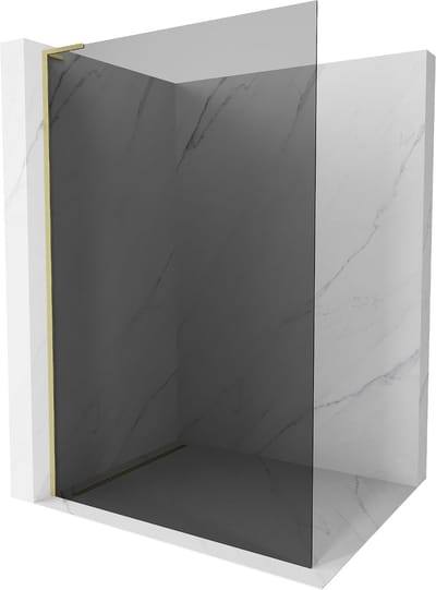 Mexen Kioto L douchewand Walk-in 70 x 200 , grafiet, goud geborsteld - 800-070-103-55-40