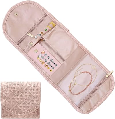 Reisjuwelen Organizer voor Vrouwen, Opvouwbare Juwelenbox voor Oorbellen, Ringen en Kettingen, Compacte Sieradenopslag voor Thuis en Op Reis