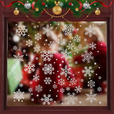 Raamstickers - Kerst -Stickers - Kerststickers - Raamdecoratie - Herbruikbaar - Kinderen - Kerstversiering - Zilver - 110 Stuks