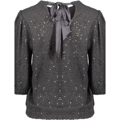 Geisha Top Pailette Anthracite Size: XS | Long-Sleeved Tops Outlet | Dames | Grijs