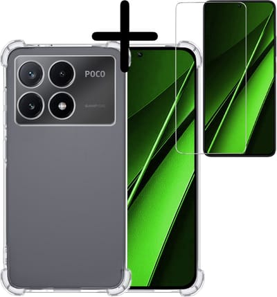 Hoesje Met Screenprotector - Geschikt voor Xiaomi Poco X6 Pro 5G - Sterk & Shockproof - Siliconen Case - Back Cover - Telefoon Hoes - Shock Proof - Transparant