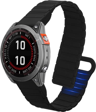 kwmobile sporthorloge band geschikt voor Garmin Fenix 8 47mm / Fenix E 47mm / Fenix 7 / 7 Pro / EPIX 2 bandje - Smartwatch of activity tracker polsband - Met magneetsluiting - In zwart