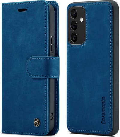 CaseMania Bookcase hoesje geschikt voor Samsung Galaxy A56 - Effen Donkerblauw - Kunstleer - 2-in-1 Magnetisch Uitneembaar Design