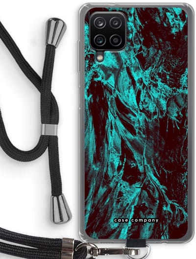 Case Company® - Hoesje met koord geschikt voor Samsung Galaxy A12 hoesje met Koord - Ice Age - Telefoonhoesje met Zwart Koord - Bescherming aan alle Kanten en Over de Schermrand