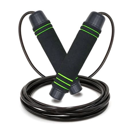 EXCITAT Verstelbare snelheidskabel - met huidvriendelijke schuimrubberen handgrepen - 3 meter verstelbare lengte - Antislip - Geweldig voor fitness, uithoudingsvermogen en springen - Geschikt voor volwassenen - Zwart en groen