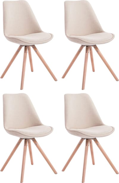 CLP Toulouse Set van 4 stoelen - Rond - Stof creme natura