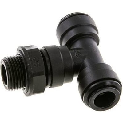10mm x G3/8'' inline T-stuk POM Insteekfitting Buitendraad FDA Draaibaar NBR