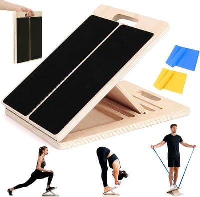 Schuine Oefenplank - Kuitrek Plank - Flexibiliteit Trainen - Verstelbare Hoek - Tot 136 kg - Houtkleur