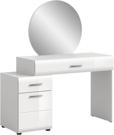 Moderne Schminktafel met Spiegel - Ruime Opbergkast op Wieltjes - Hoogwaardig MDF