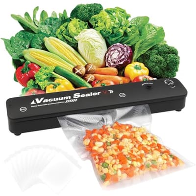 Vacuümsealer voor Versheid van Voedsel - Houdt Eten tot 8x Langer Vers met Uitneembare Kamer en Inclusief 10 Vacuümzakken