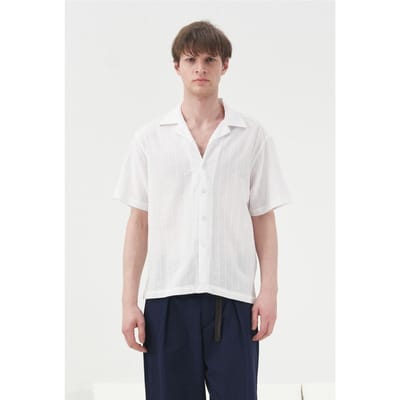 Korte Mouwen Textured Katoenen Shirt