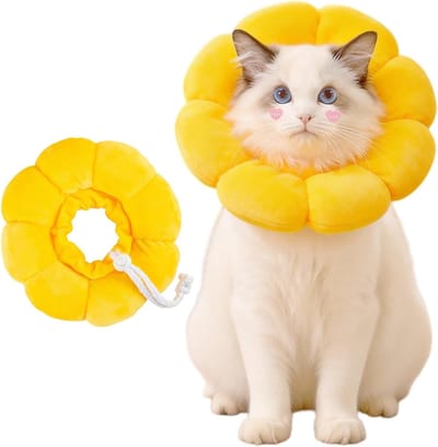 Anti-Licking Kattenhalsband van Ademend Katoen en Suède, Microwaterdicht en Krabbestendig met Mooie Bloemenprint, Ideaal voor Comfort en Stijl