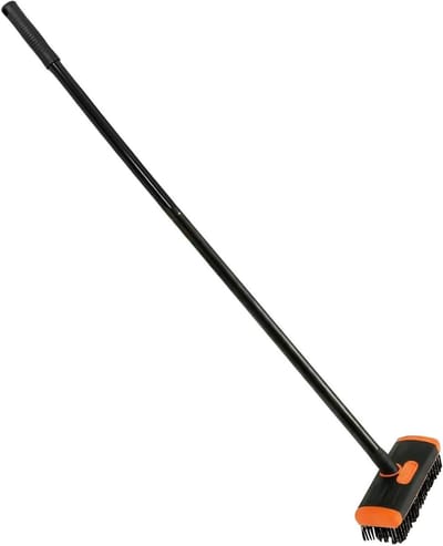 Onkruid Verwijderaar - Voegen Reiniger - Terras Onderhoud - Dubbele Borstelkop - 44 cm - Grijs
