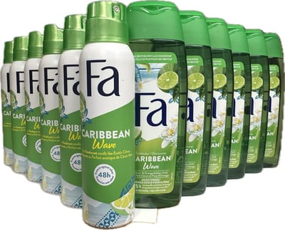Fa Caribbean Wave Lemon - Voordeelverpakking - Deo Spray 6 x 150 ml / Douchegel 6 x 250 ml