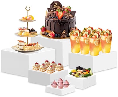 acryl voedselverhogers set - 3/4/5/6/7/8 inch stapelbaar buffet dessert displaystandaard plint voor cake, cupcakes, cateringevenementen, feesttafel, sieradenfiguren show