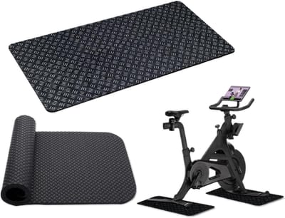 Oefenmat Vloerbescherming - Trainingsmat Hometrainer - Fitness Thuis - Geluidsreducerend Ontwerp - 63.5 x 30 cm - Zwart