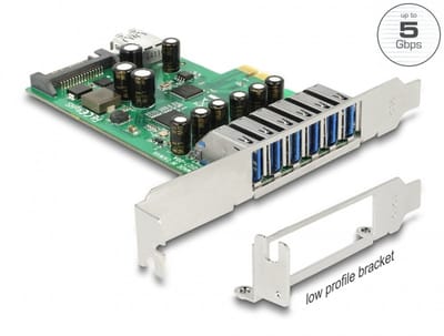 Delock PCI Express x1 Card to 6 x external + 1 x internal USB 5 Gbps Type-A female